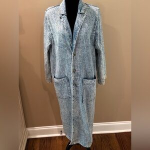Women’s Vintage 80s 90s STEER BRAND Acid wash trench denim jacket- Size small